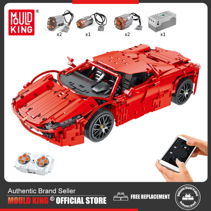Mould King 13048 - Roter RC-Ferrari 488 - 2083 Klemmbausteine