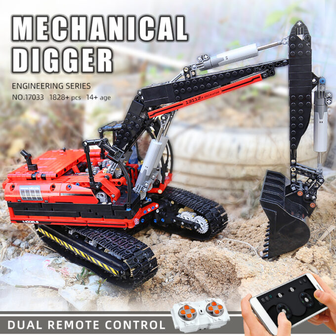 Mould King 17033 - RC Roter mechanischer Bagger - 1828 Klemmbausteine – Bild 6