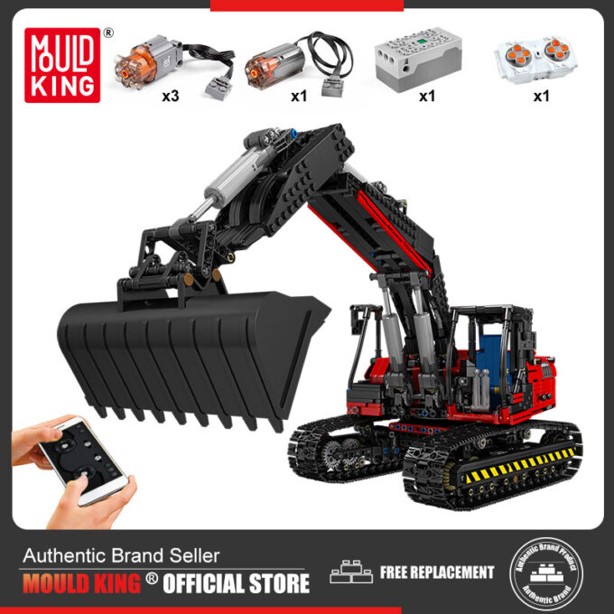 Mould King 17033 - RC Roter mechanischer Bagger - 1828 Klemmbausteine