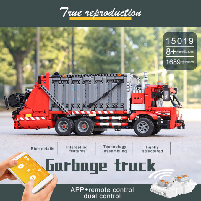 Mould King 15019 - RC Müllwagen - 1689 Klemmbausteine – Bild 6