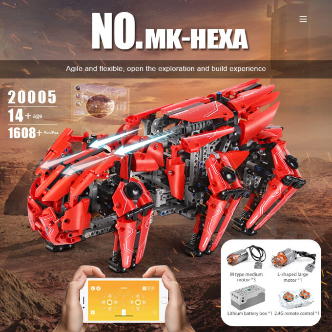 Mould King 20005 - RC Walking Panzer MK-HEXA -1608 Klemmbausteine – Bild 2