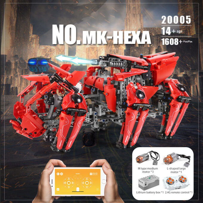 Mould King 20005 - RC Walking Panzer MK-HEXA -1608 Klemmbausteine – Bild 4
