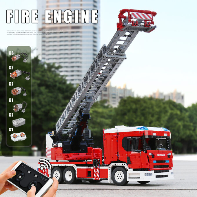 Mould King 17022 - RC Fire Engine - 4886 Klemmbausteine – Bild 6