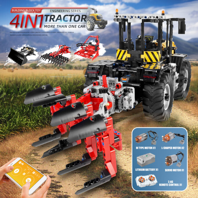 Mould King 17019 - RC Tractor Fastrac 4000er series - 2596 Klemmbausteine – Bild 3
