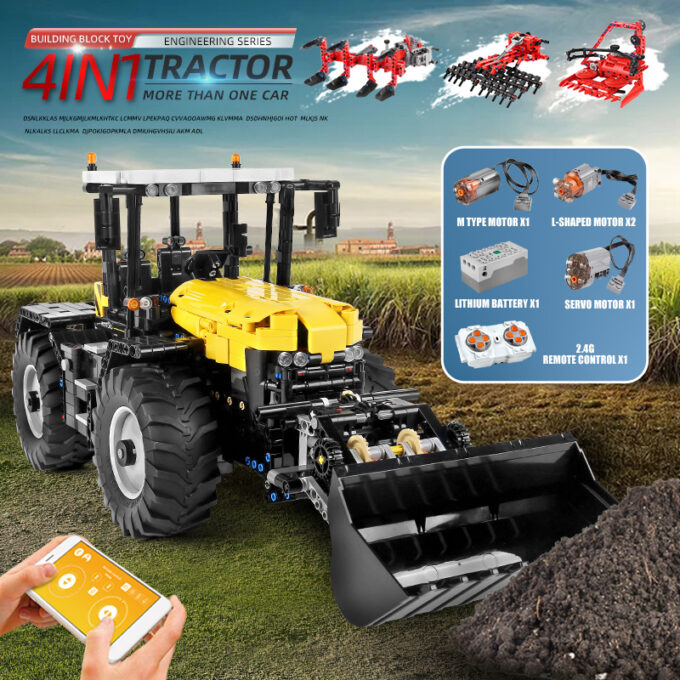 Mould King 17019 - RC Tractor Fastrac 4000er series - 2596 Klemmbausteine – Bild 4