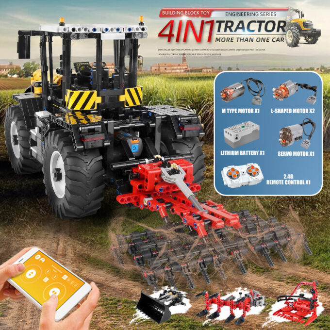 Mould King 17019 - RC Tractor Fastrac 4000er series - 2596 Klemmbausteine – Bild 5