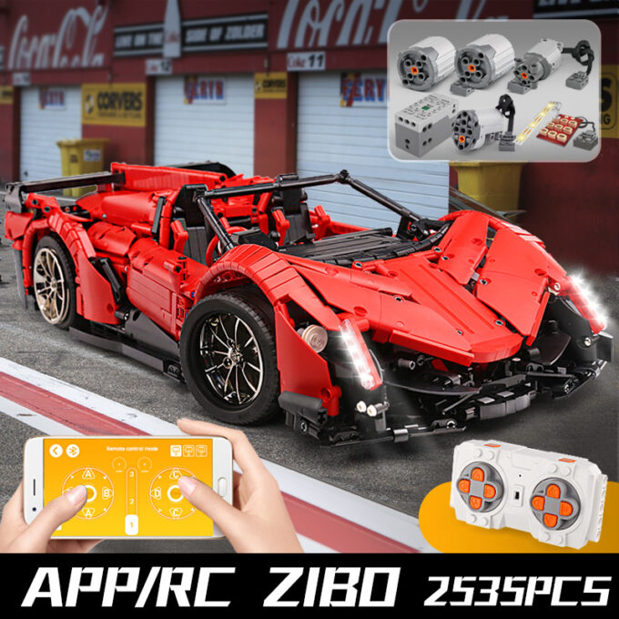 Mould King 13079 - RC 1:8 Lamborghini Veneno mit LED-Beleuchtungskits - 2538 Klemmbausteine – Bild 2