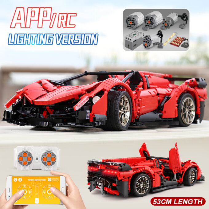 Mould King 13079 - RC 1:8 Lamborghini Veneno mit LED-Beleuchtungskits - 2538 Klemmbausteine – Bild 4