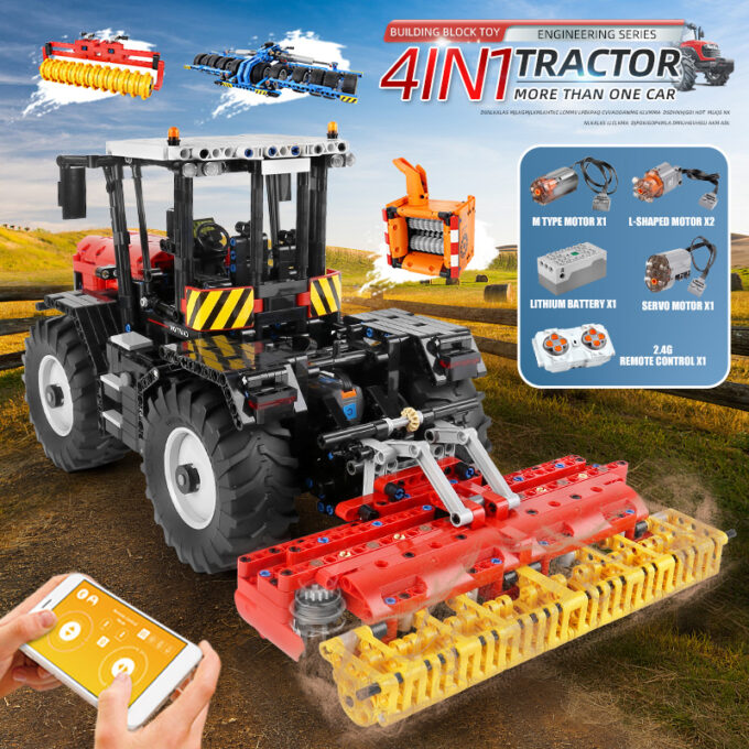 Mould King 17020 - RC Traktor Fastrac 4000er Serie - 2716 Klemmbausteine – Bild 4