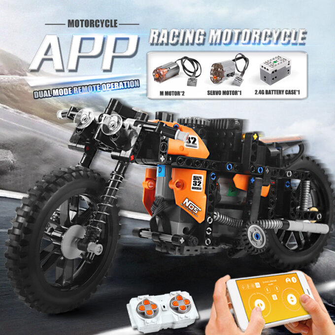 Mould King 23005 - Schnelles RC-Motorrad - 383 Klemmbausteine – Bild 2