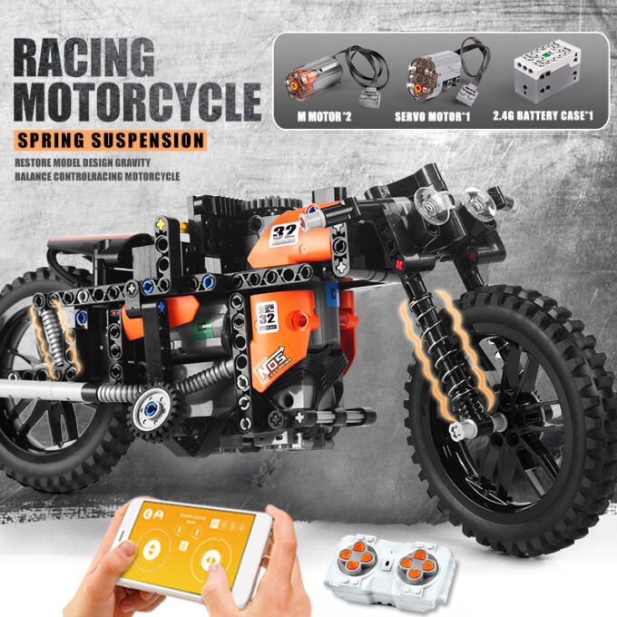 Mould King 23005 - Schnelles RC-Motorrad - 383 Klemmbausteine – Bild 3