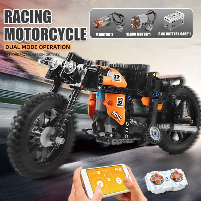 Mould King 23005 - Schnelles RC-Motorrad - 383 Klemmbausteine – Bild 4