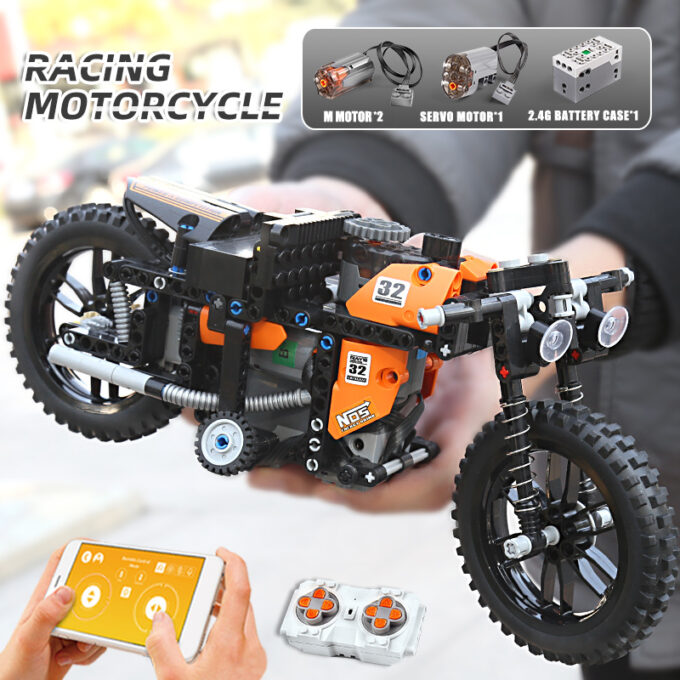 Mould King 23005 - Schnelles RC-Motorrad - 383 Klemmbausteine – Bild 5