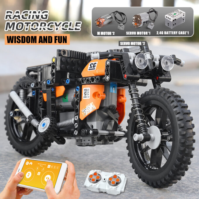 Mould King 23005 - Schnelles RC-Motorrad - 383 Klemmbausteine – Bild 6