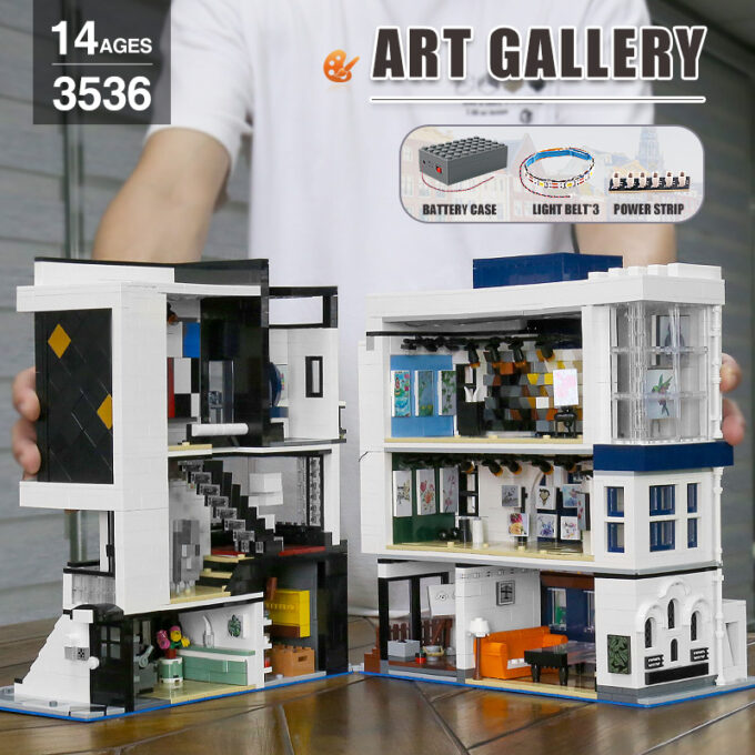 Mould King 16043 - Art Gallery Vitrine mit Lichtern - 3536 Klemmbausteine – Bild 3