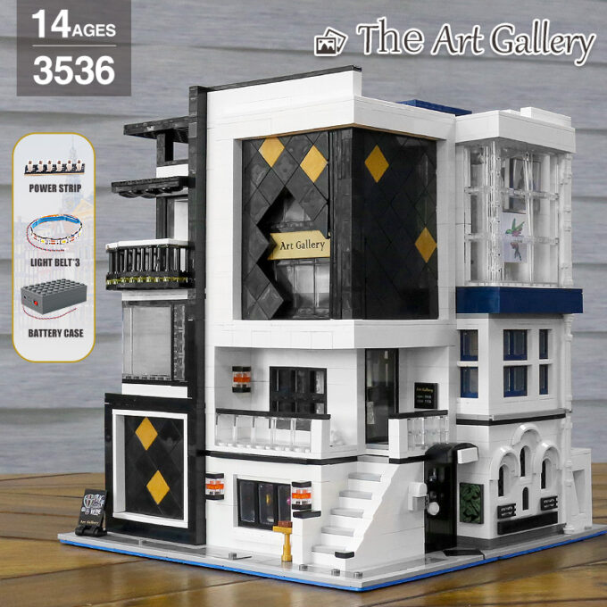 Mould King 16043 - Art Gallery Vitrine mit Lichtern - 3536 Klemmbausteine – Bild 5