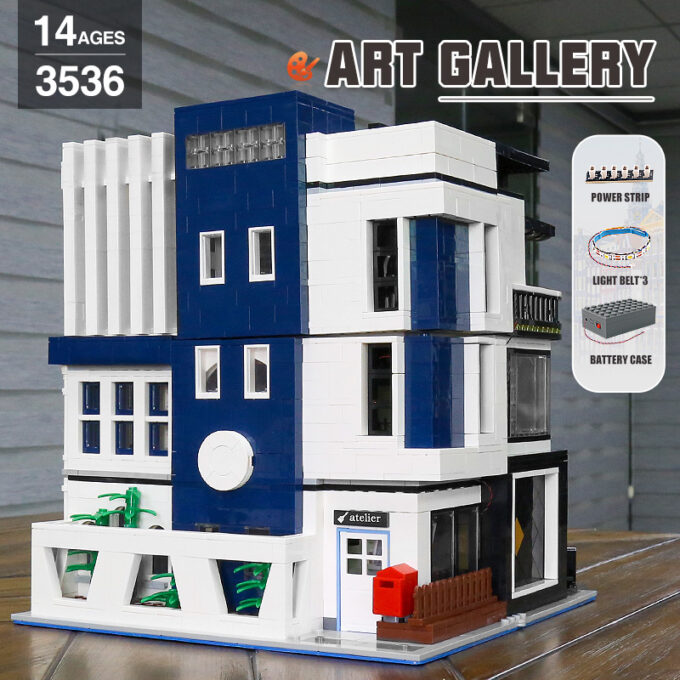 Mould King 16043 - Art Gallery Vitrine mit Lichtern - 3536 Klemmbausteine – Bild 6