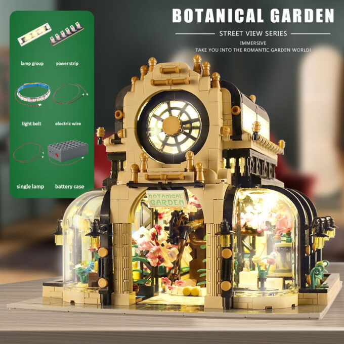 Mould King 16019 - Botanischer Garten Shop mit LED-Leuchten - 2147 Klemmbausteine – Bild 3