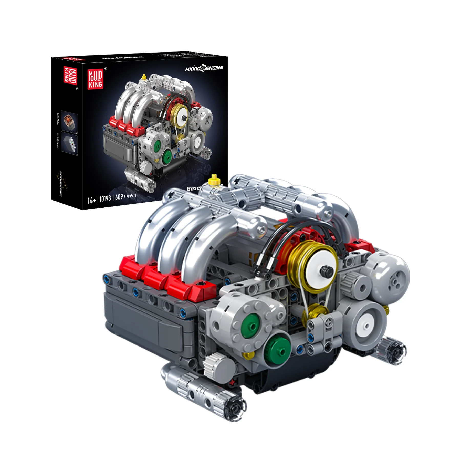 Mould King 10193 Sechszylinder-Boxermotor, Modellbausatz – 609 Teile